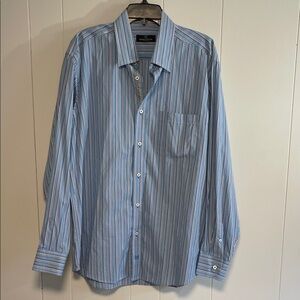 Bugatchi Light Blue Multi-Stripe Dress Shirt new size XL